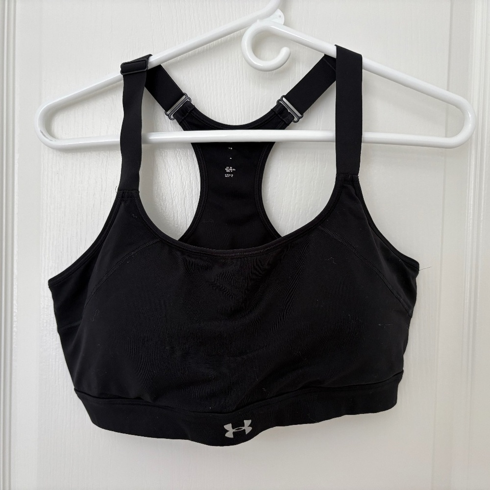 Under Armour Black Sports Bra XL Adjustable Straps Pullover Activewear